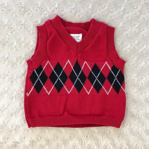 Just One You by Carter’s Sweater Vest Red Argyle - Picture 1 of 3